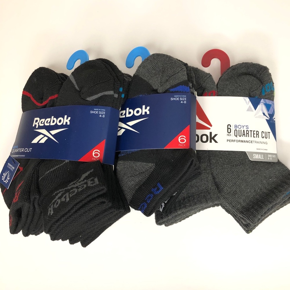 Reebok Boy’s Quarter Cut And Low Cut Socks Sz 4-8